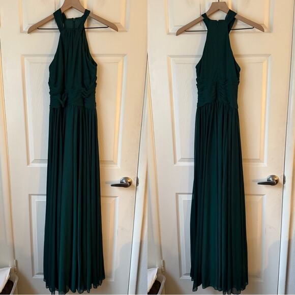David's Bridal Celebrate DB Studio High-Neck Mesh Dress Juniper Green size 4 NWT - Picture 2 of 11
